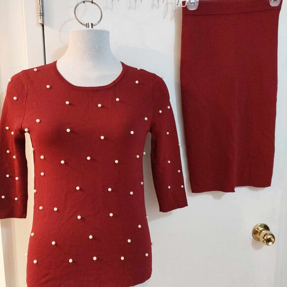 Brian Bailey Pearl Embellished Sweater ( S) and Skirt (xs) - Picture 2 of 7